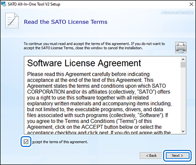 A screenshot of a software license agreement

Description automatically generated